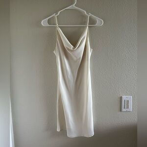 Urban Outfitters White Cowl Satin Mini Dress Size S